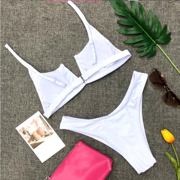 White Padded V Wire Bikini Swim Suit - Picture 3 of 4